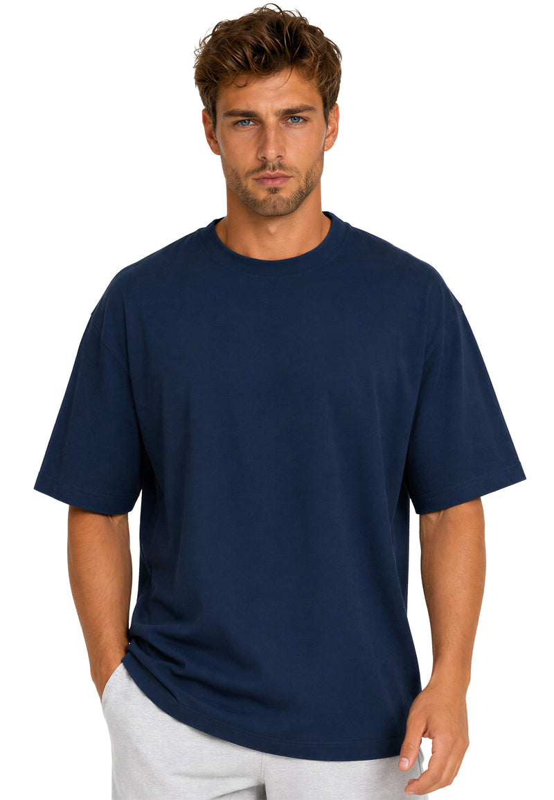Herren Regular Fit T-Shirt Shoulder Drop in Dark Blue – Reichstadt