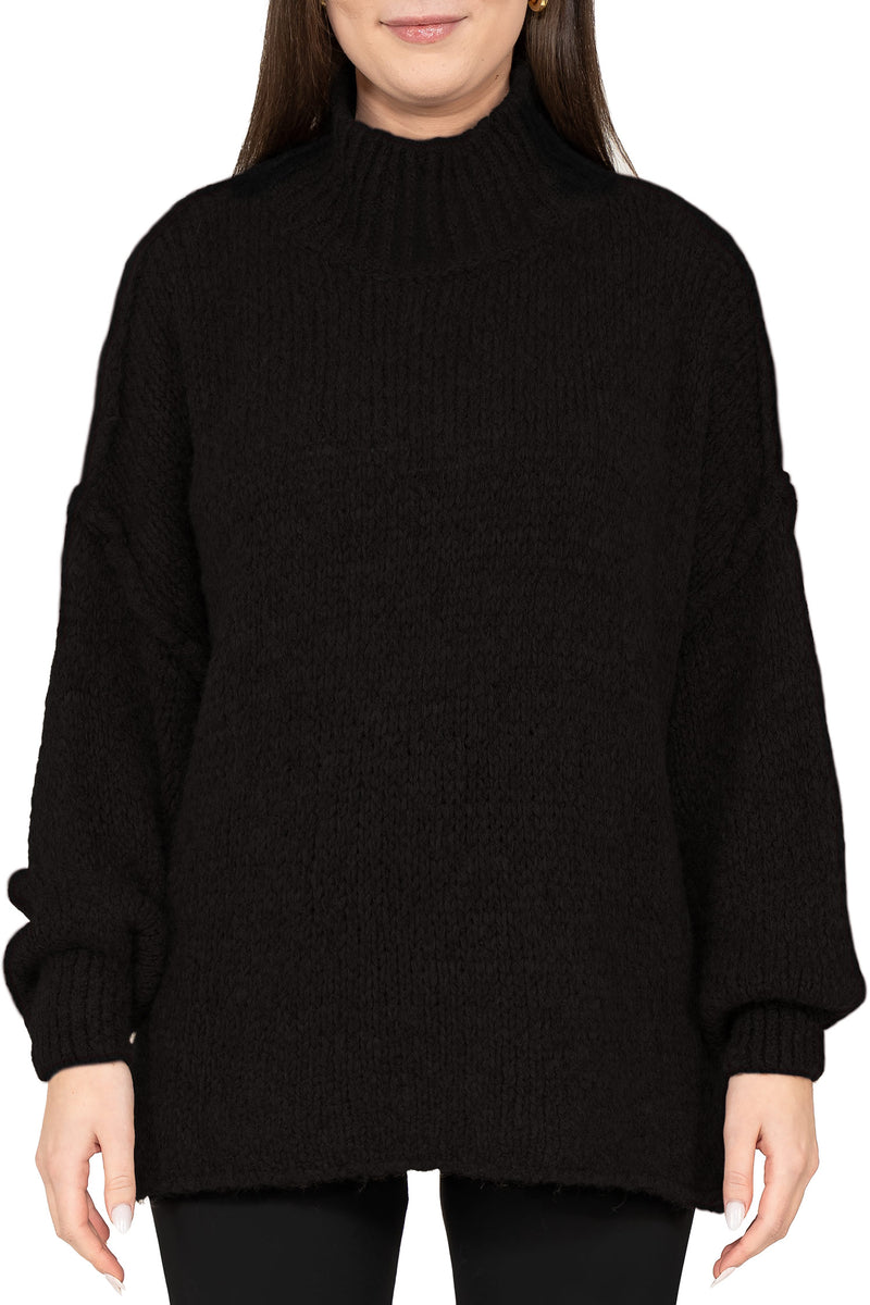 Damen Relaxed Fit Strickpullover in Black – Reichstadt