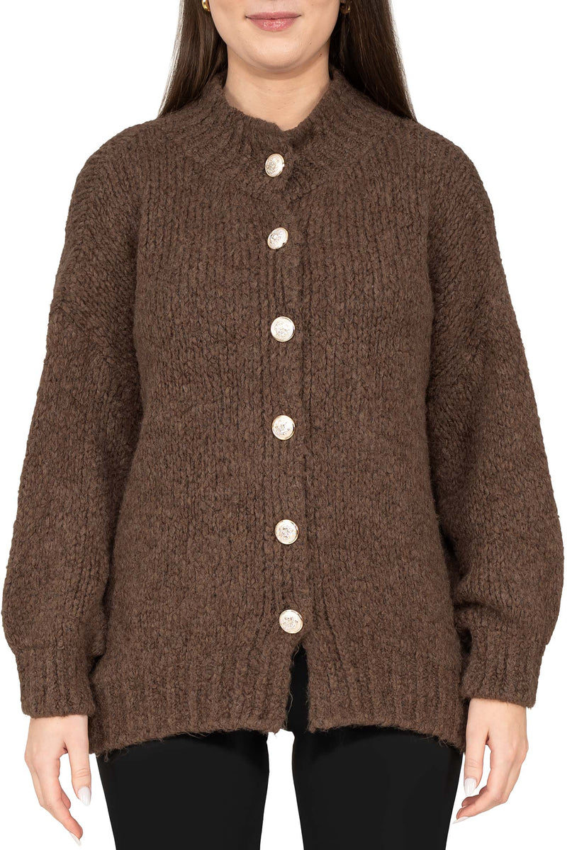 Damen Relaxed Fit Strickjacke in Taupe – Reichstadt