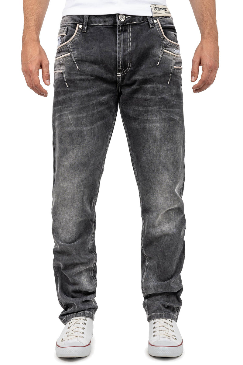 Herren Straight Fit Jeans Stonewashed in Black – Cipo & Baxx