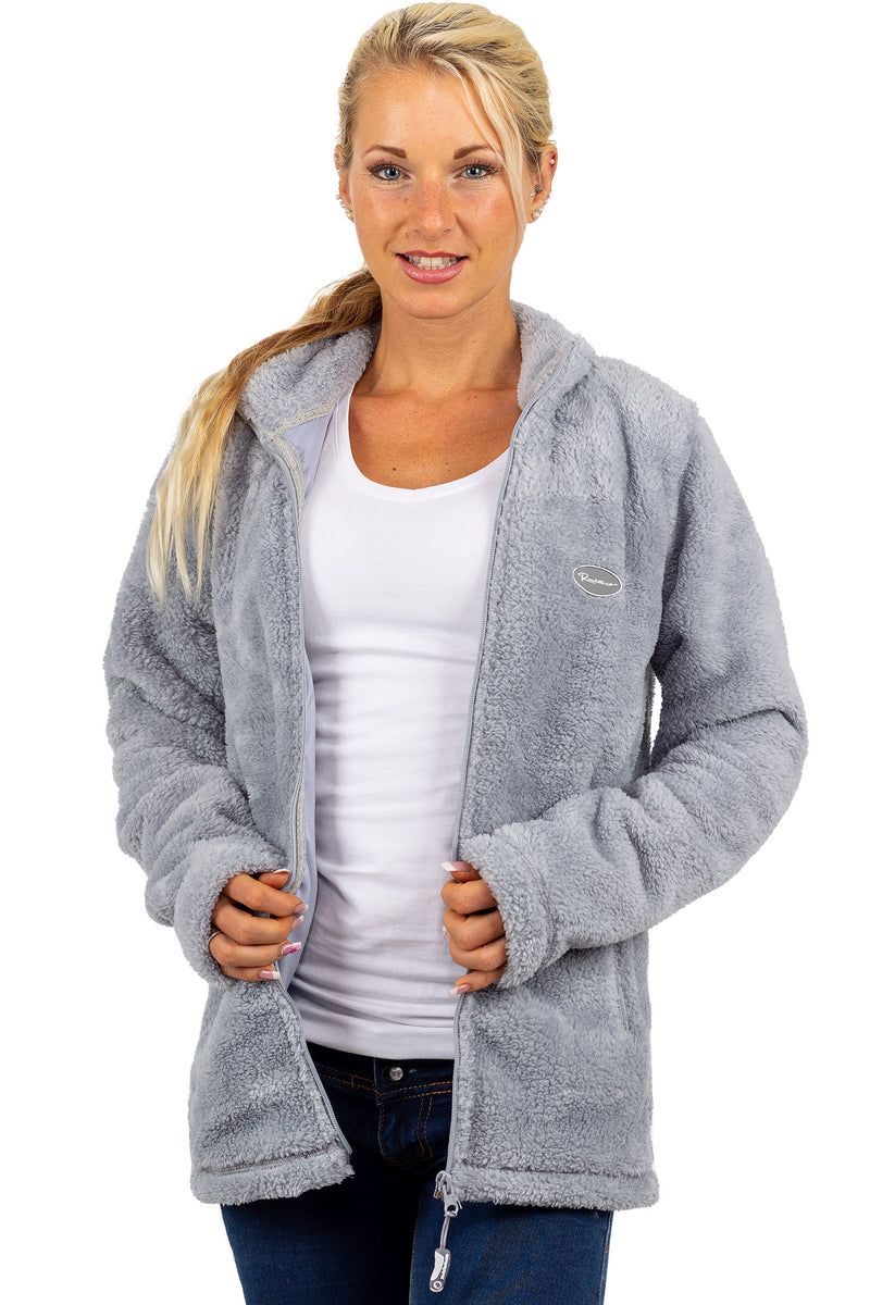 Damen Regular Fit Fleecejacke Kuschelige in Light Grey – Reichstadt