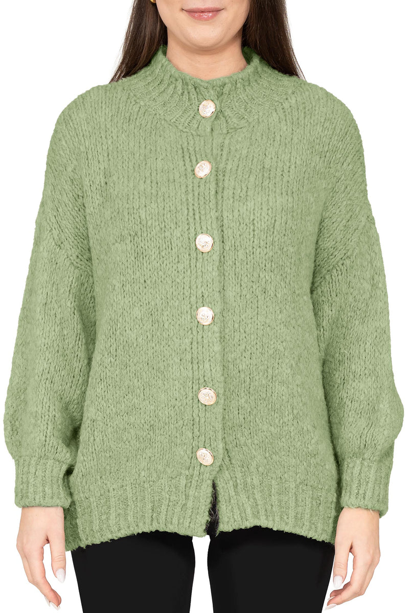 Damen Relaxed Fit Strickjacke in Green – Reichstadt