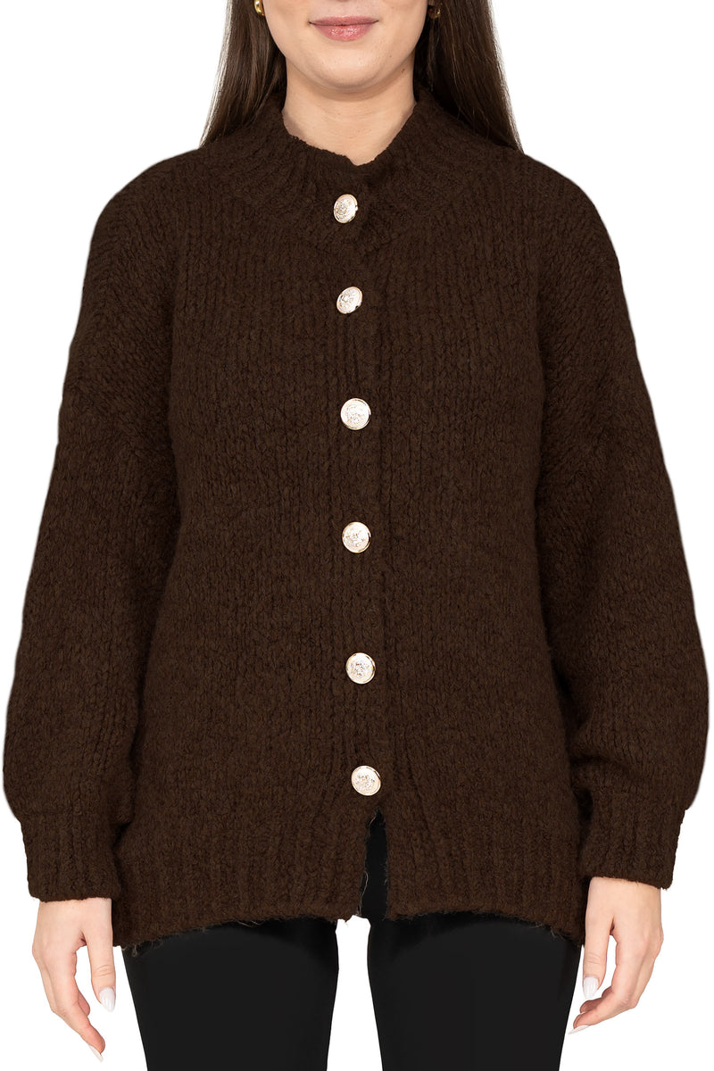 Damen Relaxed Fit Strickjacke in Brown – Reichstadt