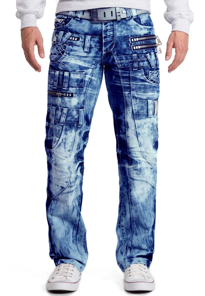 Herren Regular Fit Jeans Stonewashed in Blue – Kosmo Lupo