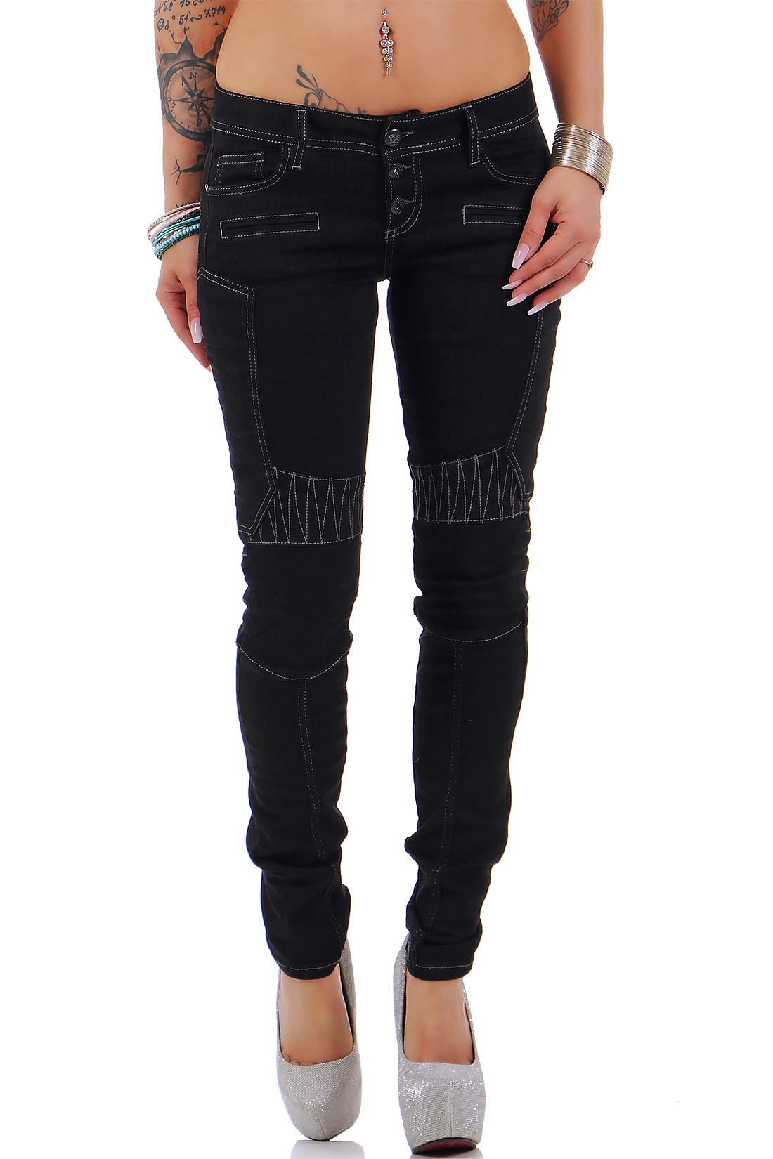 Damen Slim Fit Jeans Denim in Black – Cipo & Baxx