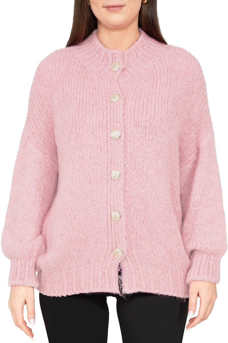 Damen Relaxed Fit Strickjacke in Rosa – Reichstadt