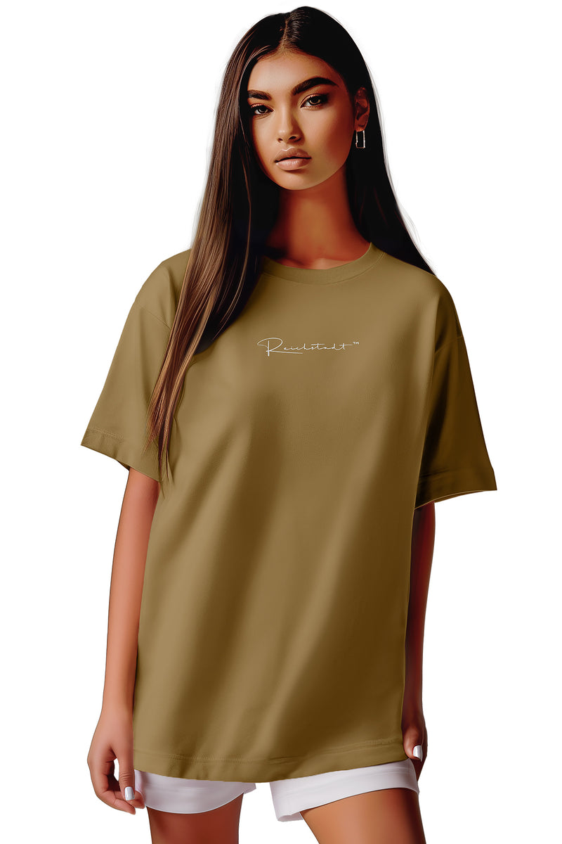 Damen Oversized T-Shirt Brand Stick in Khaki – Reichstadt