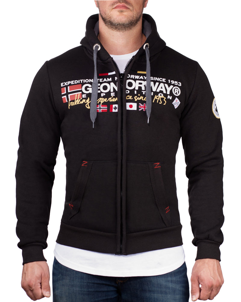 Herren Regular Fit Hoodie galiator in Black – Geographical Norway