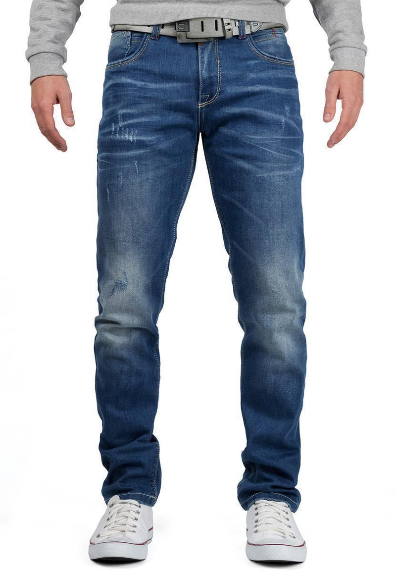 Herren Regular Fit Jeans Stonewashed in Blue – Cipo & Baxx