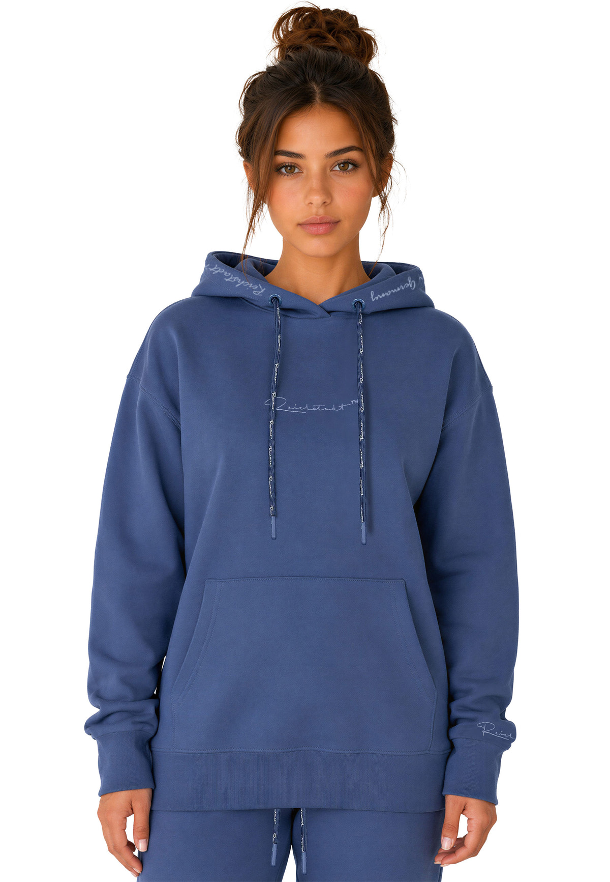 Damen Relaxed Fit Hoodie Marken-Stick in Dark Blue – Reichstadt