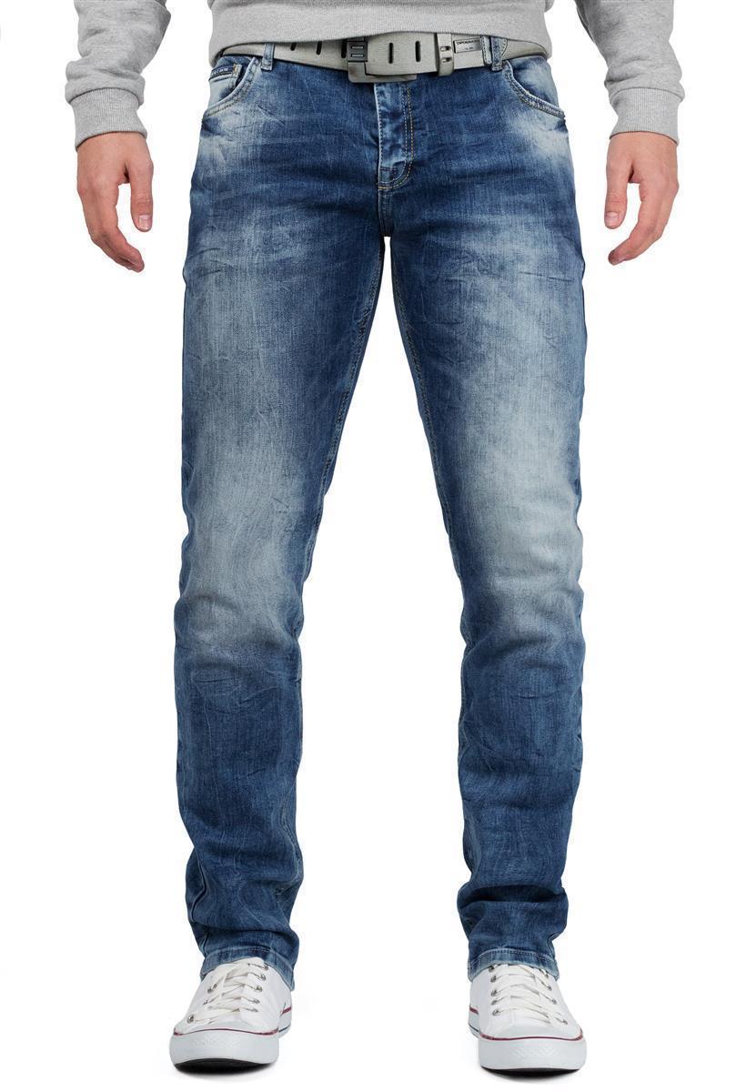 Herren Slim Fit Jeans Stonewashed in Dark Blue – Cipo & Baxx