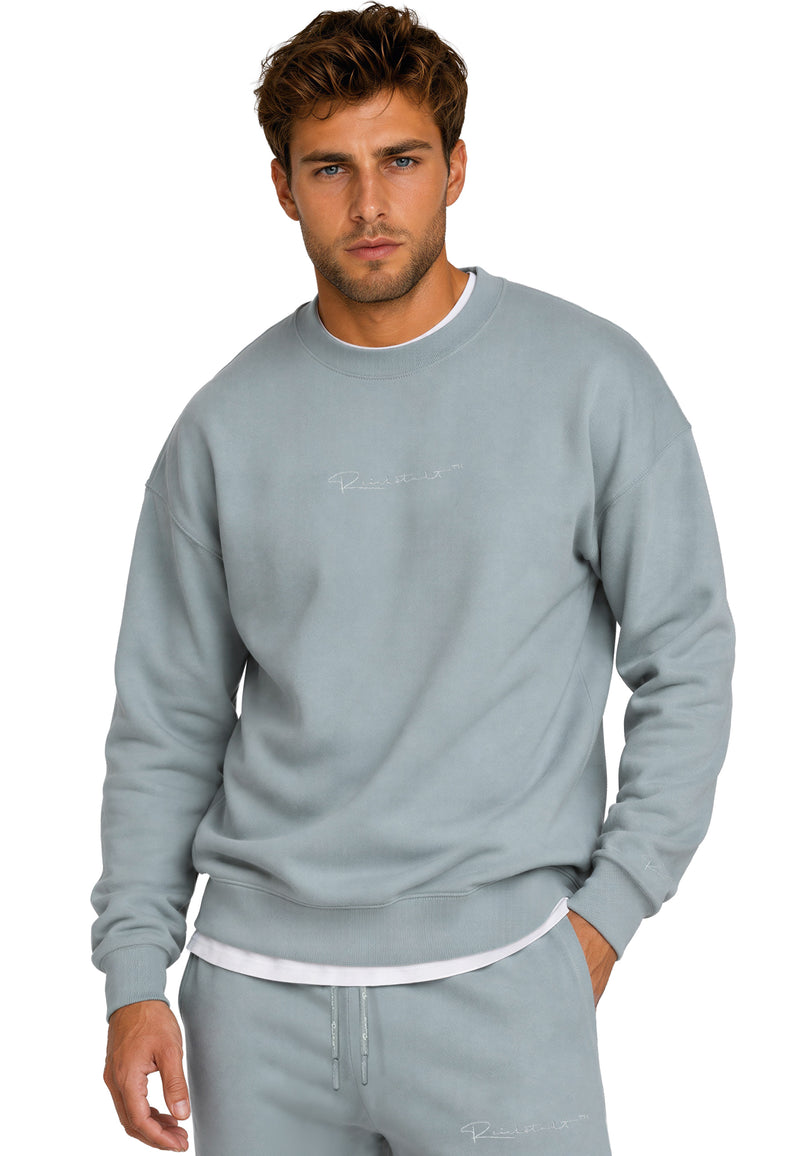 Herren Regular Fit Pullover Logo-Stitching 23RS037 - Grey