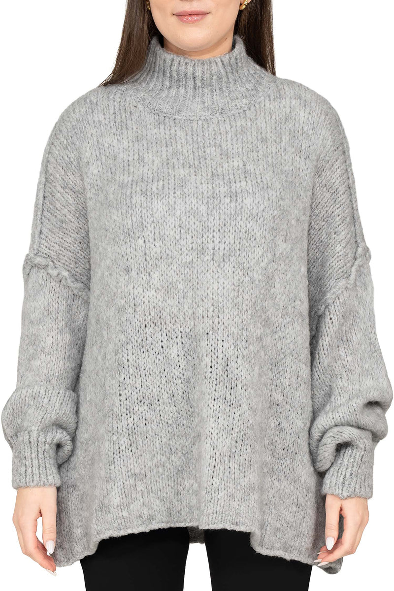 Damen Relaxed Fit Strickpullover in Grey – Reichstadt