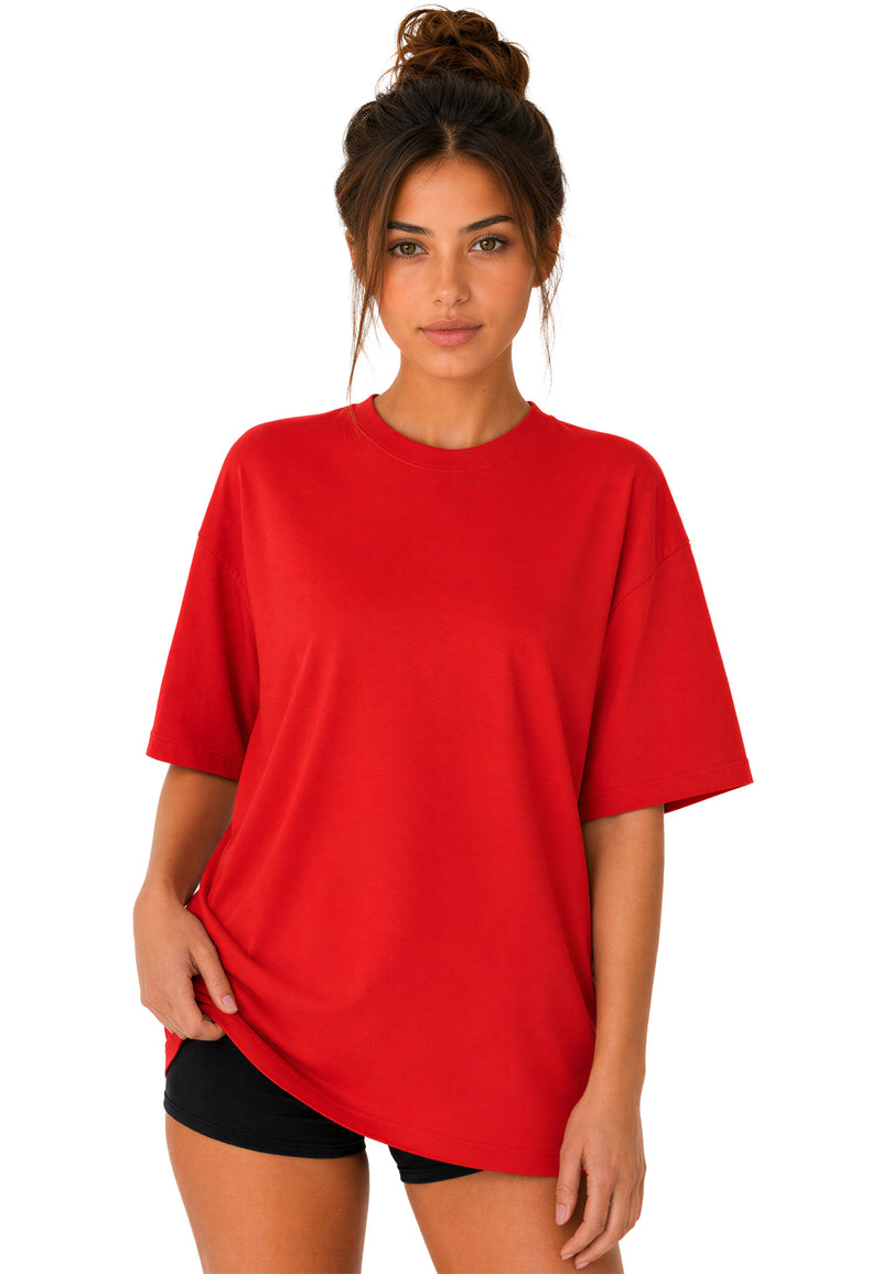 Damen Oversized Oversized T-Shirt 25RSW070 - Red