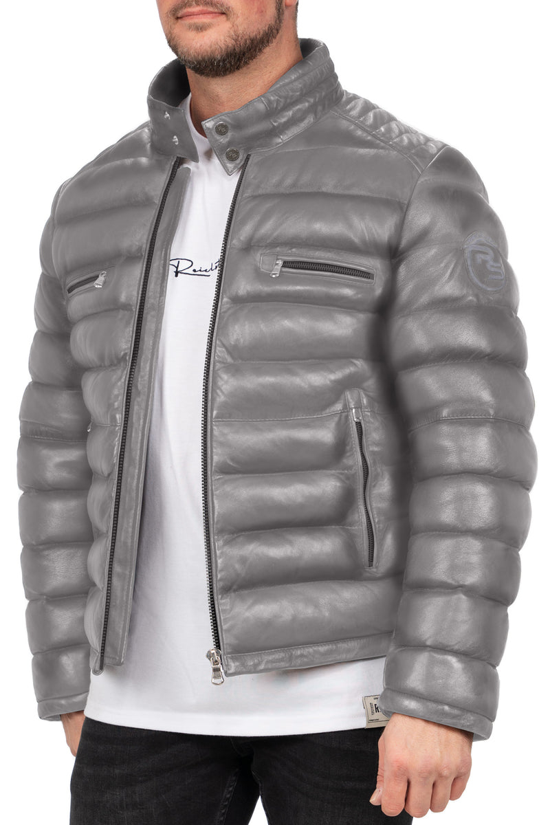 Herren Regular Fit Jacke Echtleder in Grey – Reichstadt