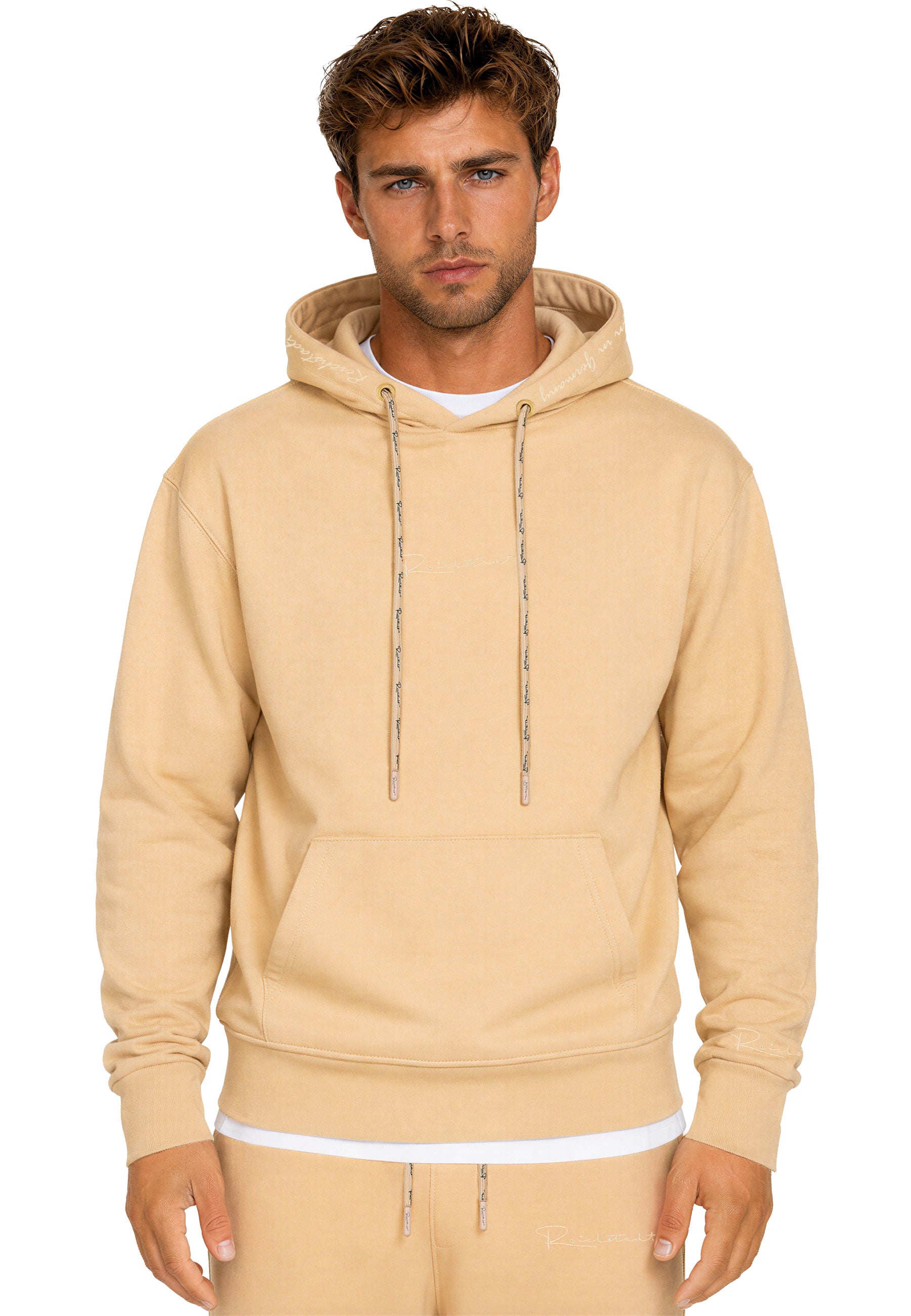 Herren Regular Fit Hoodie Marken-Stick 23RS034 - Beige