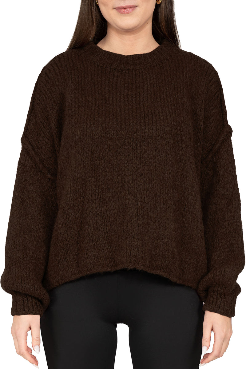 Damen Relaxed Fit Strickpullover in Brown – Reichstadt