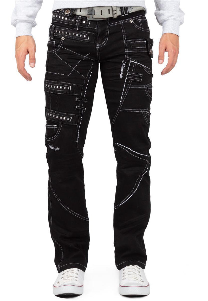 Herren Regular Fit Jeans Stonewashed in Black – Kosmo Lupo