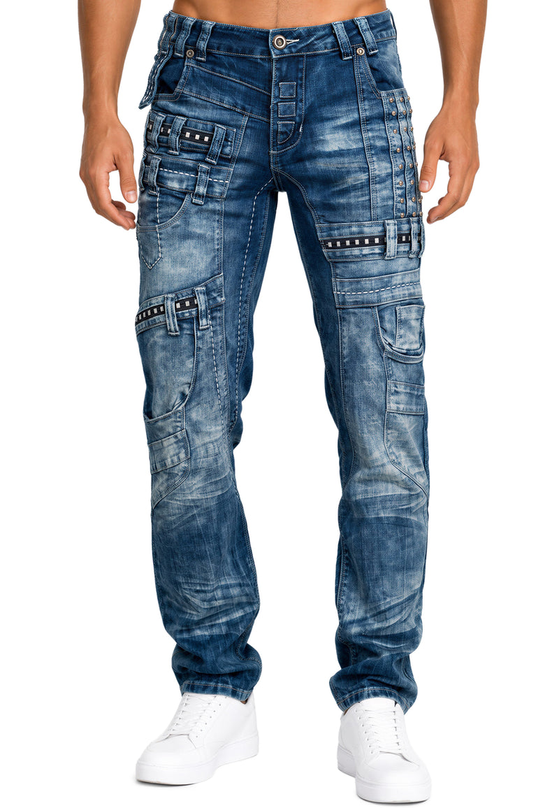 Herren Regular Fit Jeans Stonewashed in Blue – Kosmo Lupo