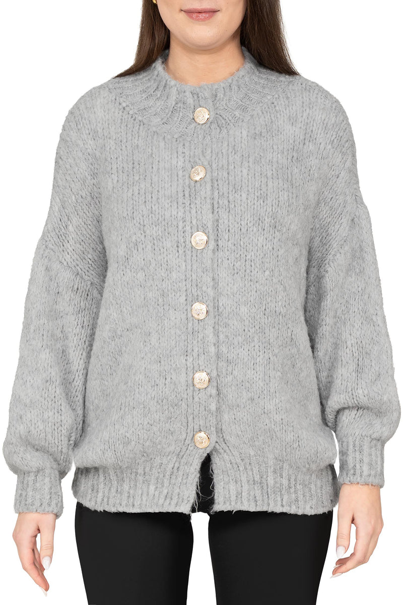 Damen Relaxed Fit Strickjacke in Grey – Reichstadt