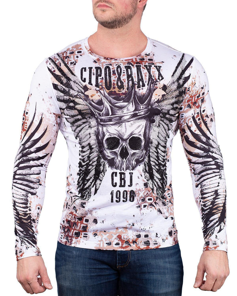 Herren Regular Fit Longsleeve in White – Cipo & Baxx