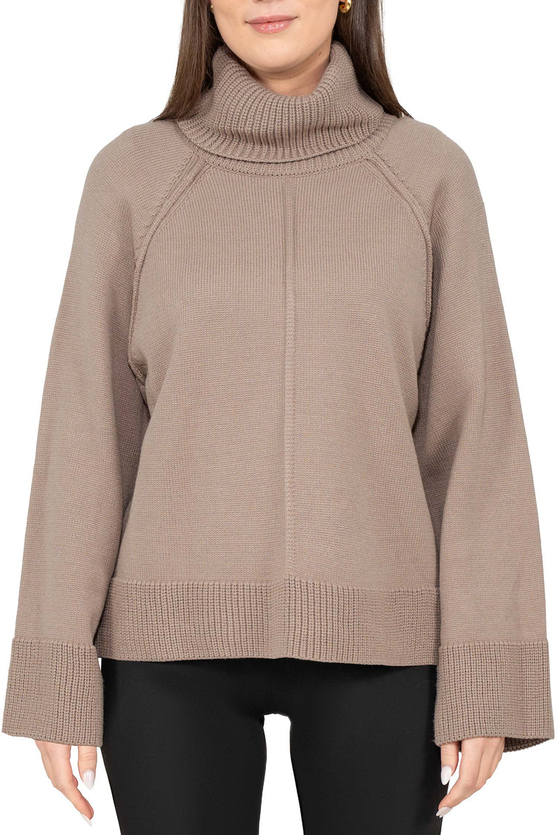 Damen Relaxed Fit Rollkragenpullover in Dark Beige – Reichstadt