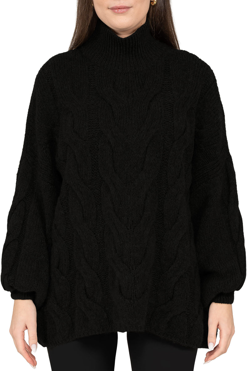 Damen Relaxed Fit Strickpullover in Black – Reichstadt