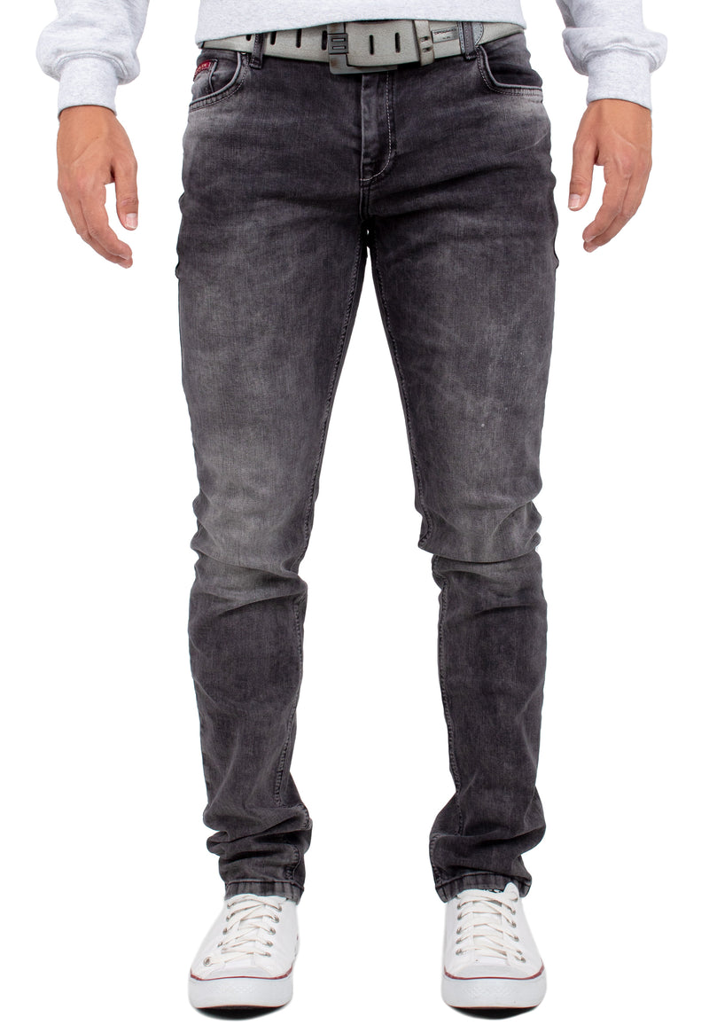 Herren Slim Fit Jeans Stonewashed CD533 - Grey