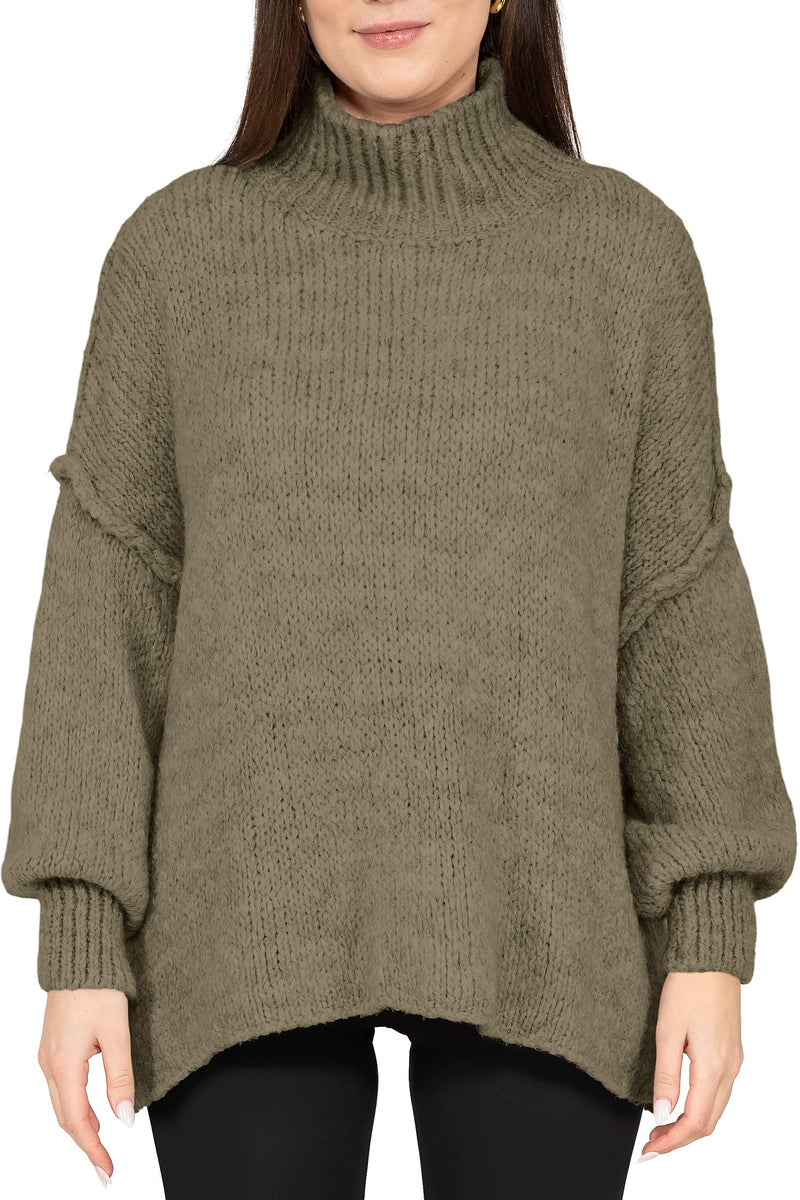 Damen Relaxed Fit Strickpullover in Khaki – Reichstadt