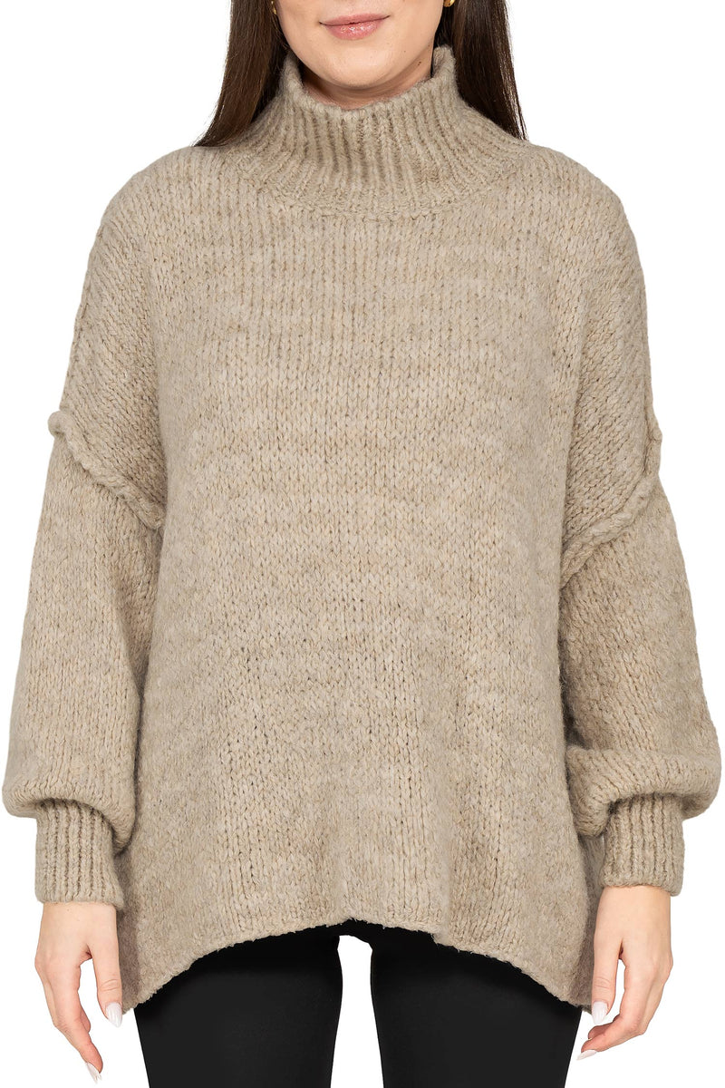Damen Relaxed Fit Strickpullover in Dark Beige – Reichstadt