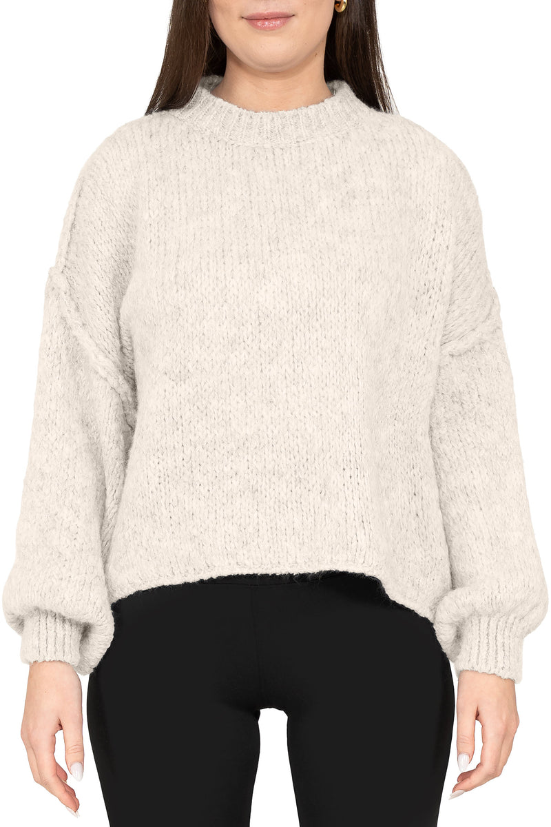 Damen Relaxed Fit Strickpullover 25RSW096 - Beige