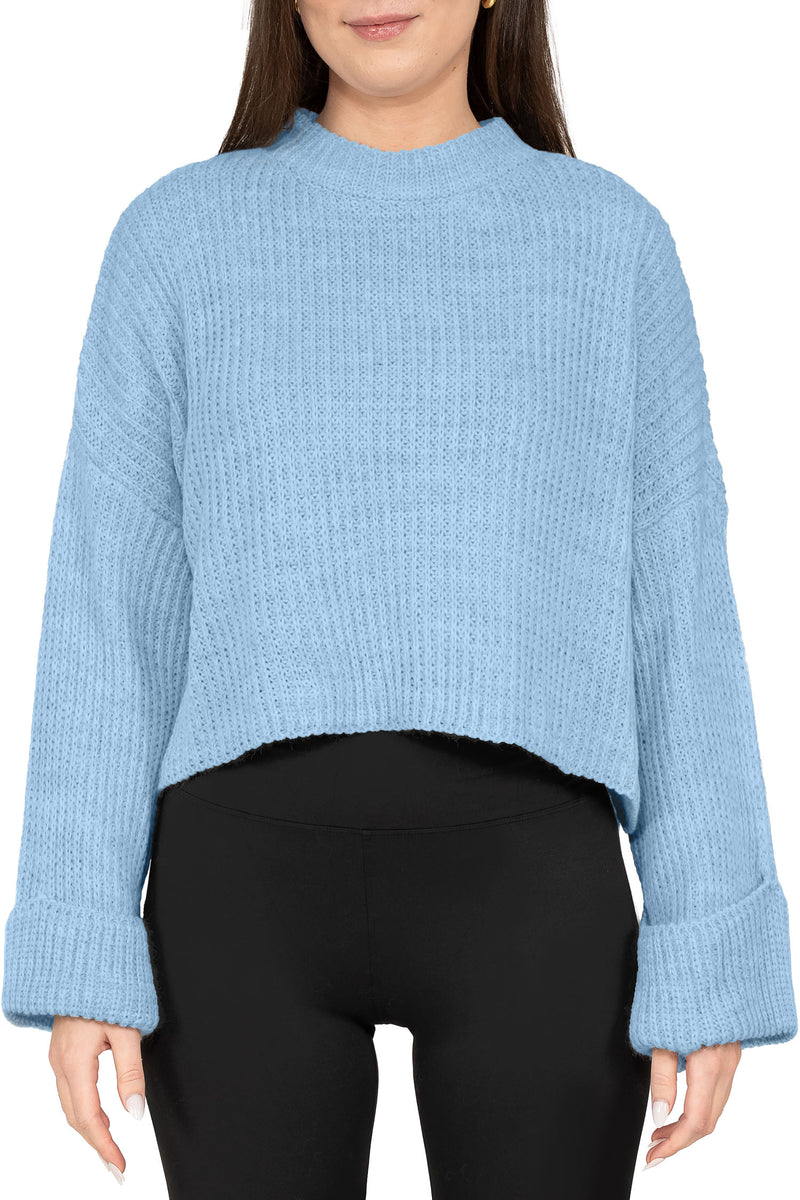 Damen Relaxed Fit Strickpullover in Baby Blue – Reichstadt