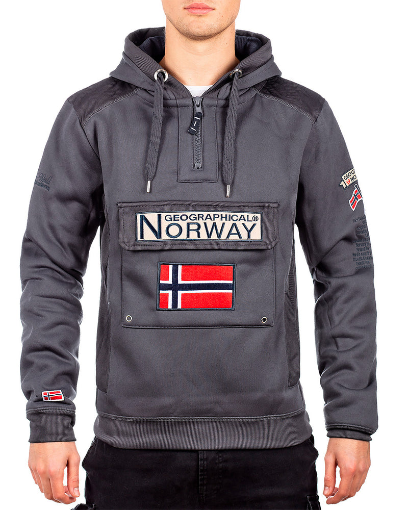 Herren Regular Fit Hoodie gymclass men in Dark Grey – Geographical Norway