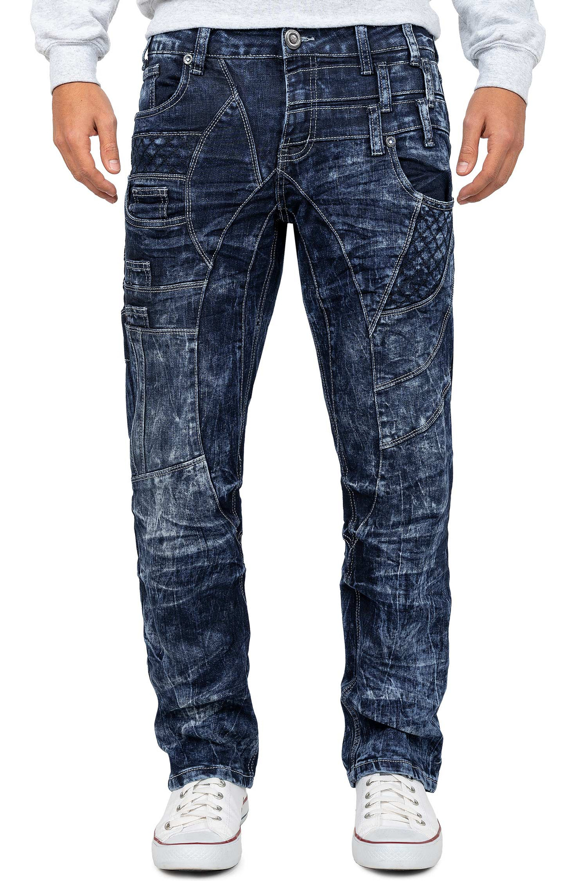 Herren Regular Fit Jeans Stonewashed in Blue – Kosmo Lupo