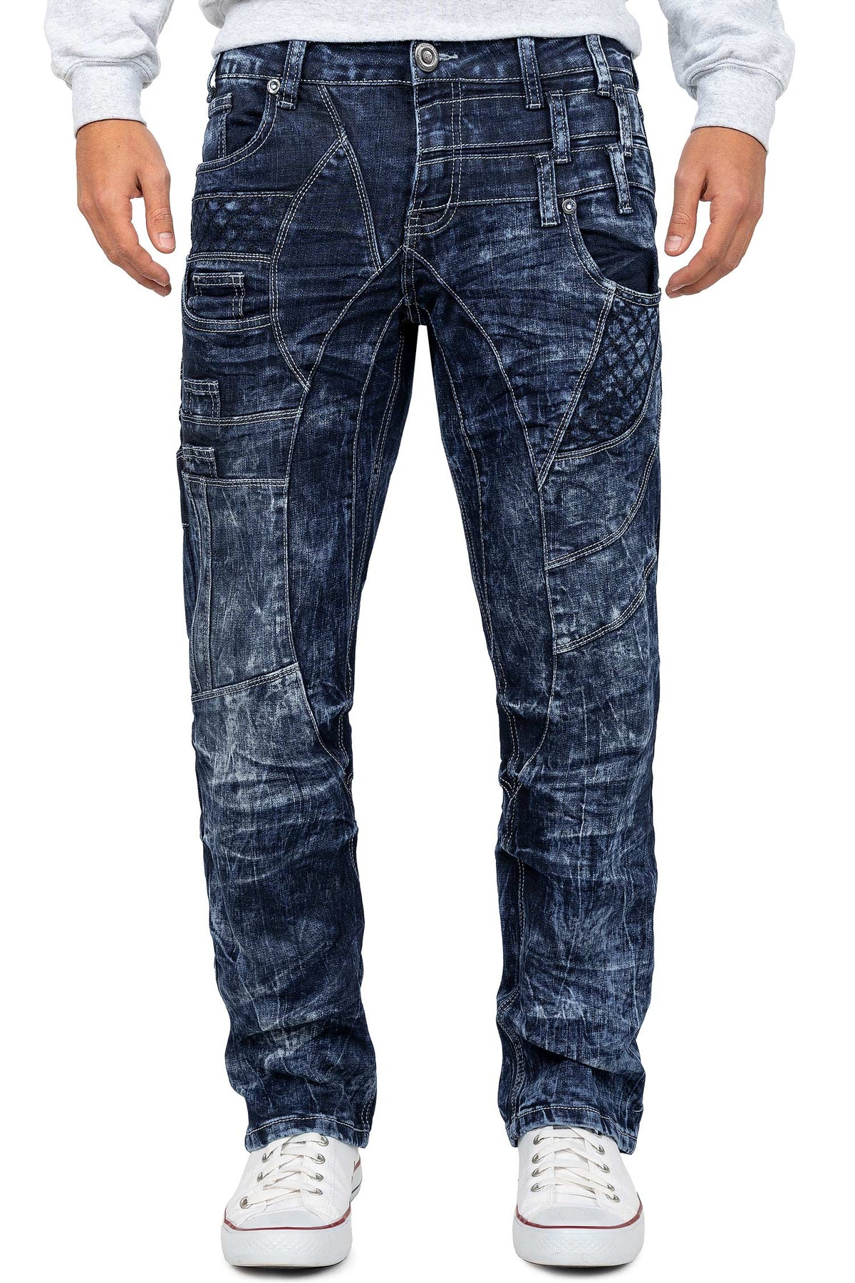 Herren Regular Fit Jeans Stonewashed in Blue – Kosmo Lupo