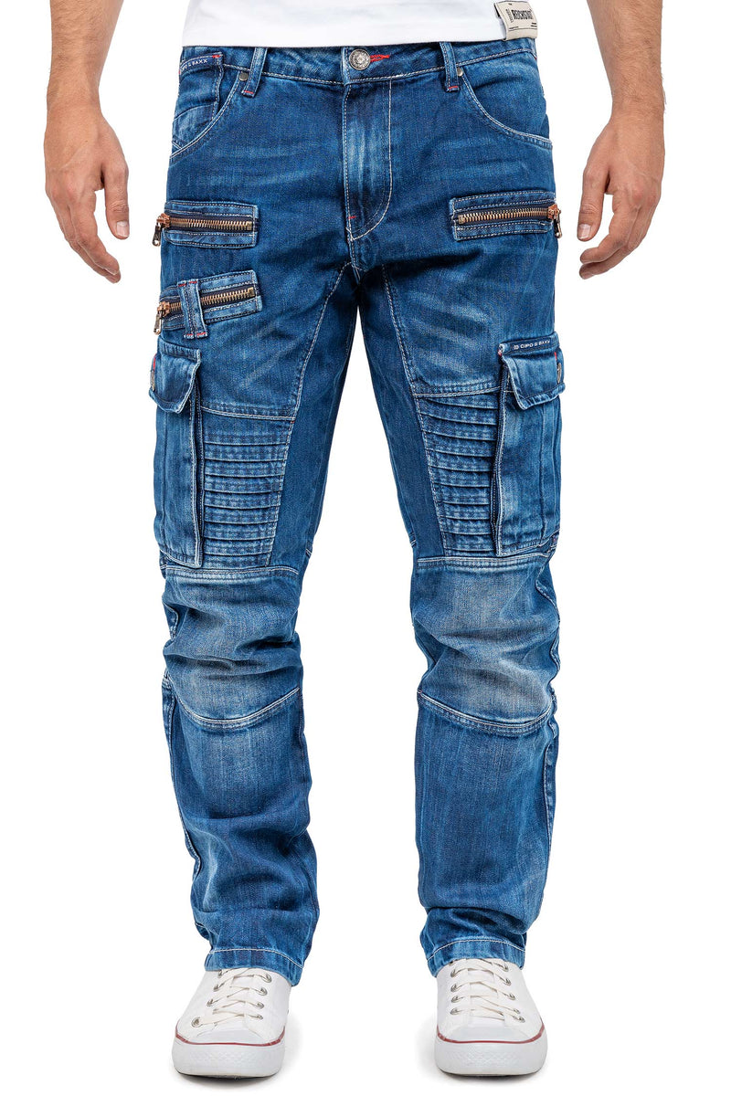 Herren Regular Fit Jeans Stonewashed in Blue – Cipo & Baxx