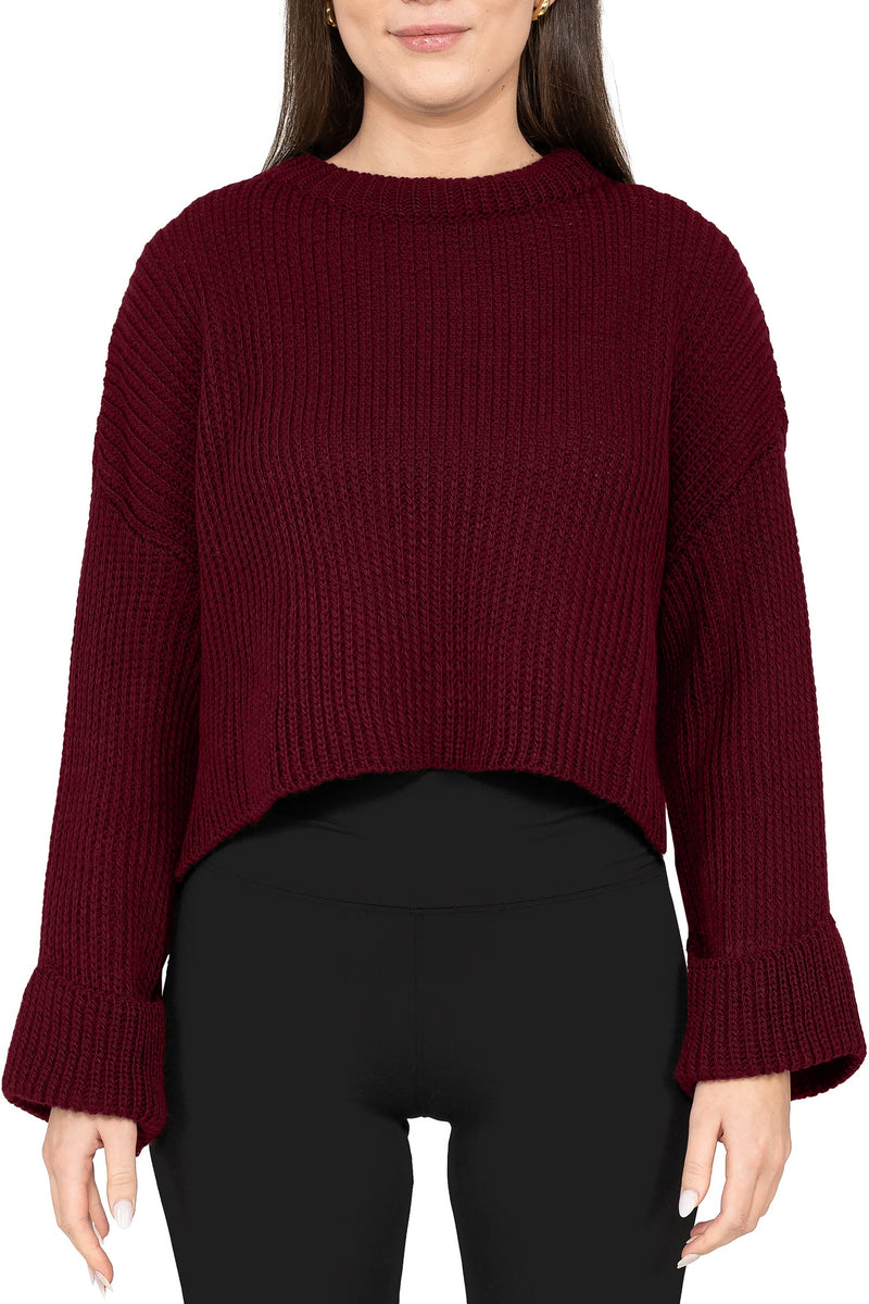Damen Relaxed Fit Strickpullover in Bordeaux – Reichstadt
