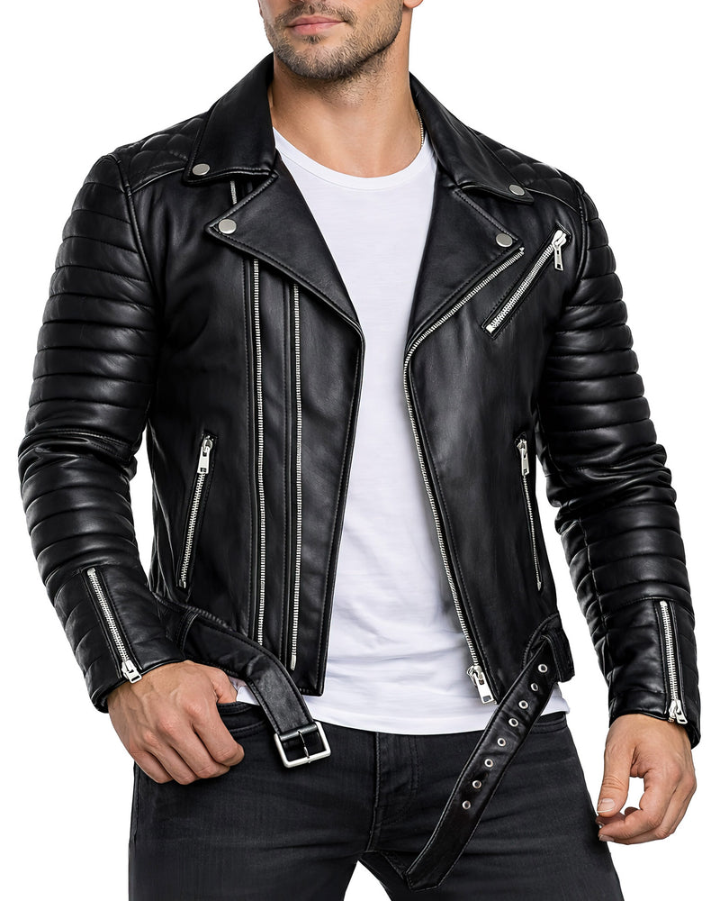Herren Slim Fit Echtleder Jacke in Black – Reichstadt