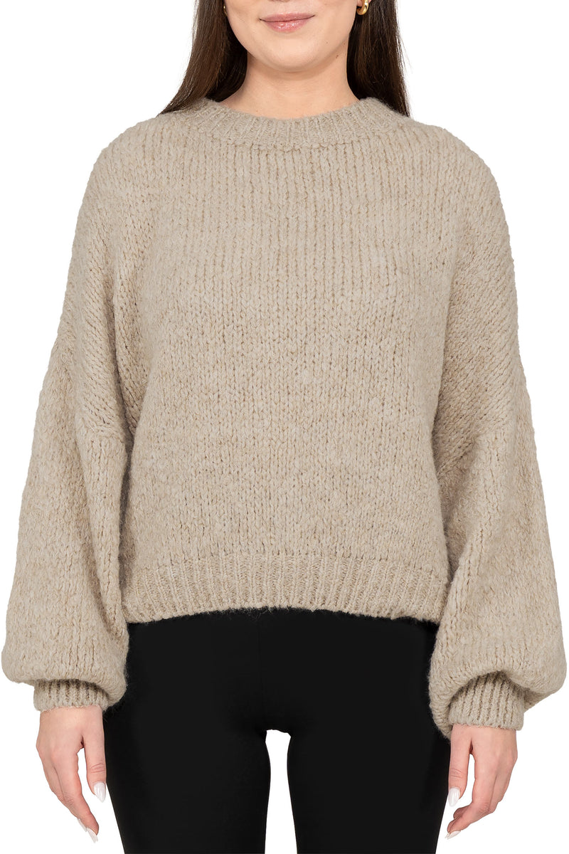 Damen Relaxed Fit Strickpullover in Dark Beige – Reichstadt
