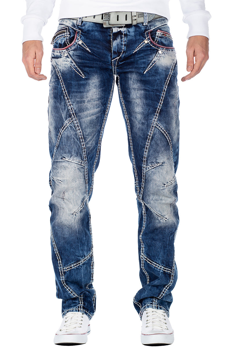 Herren Regular Fit Jeans Stonewashed in Blue – Cipo & Baxx