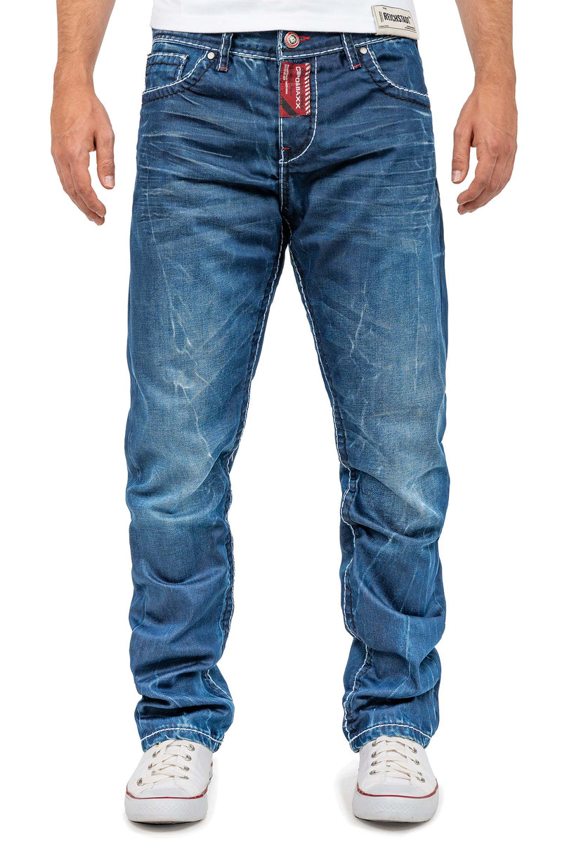 Herren Regular Fit Jeans Stonewashed in Blue – Cipo & Baxx