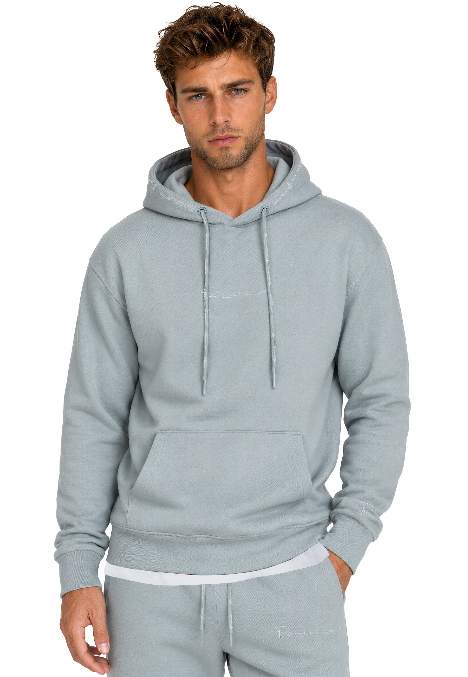 Herren Regular Fit Hoodie Marken-Stick 23RS034 - Grey