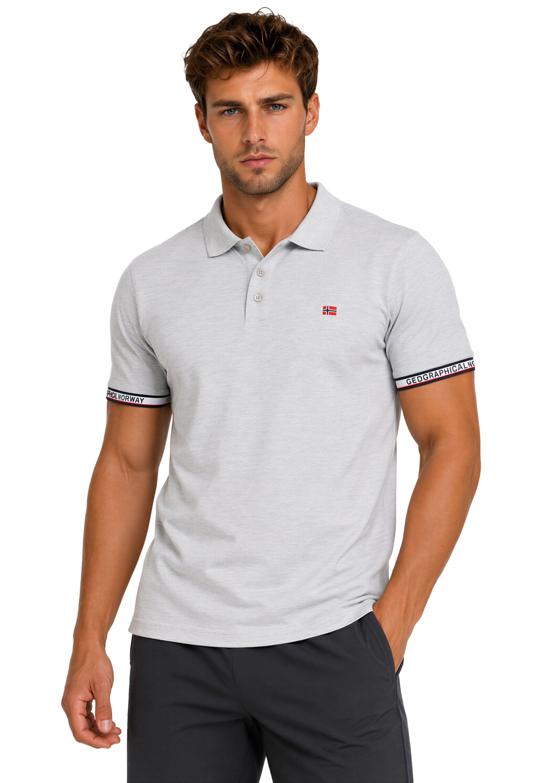 Herren Regular Fit Poloshirt koliar men in Blended Grey – Geographical Norway