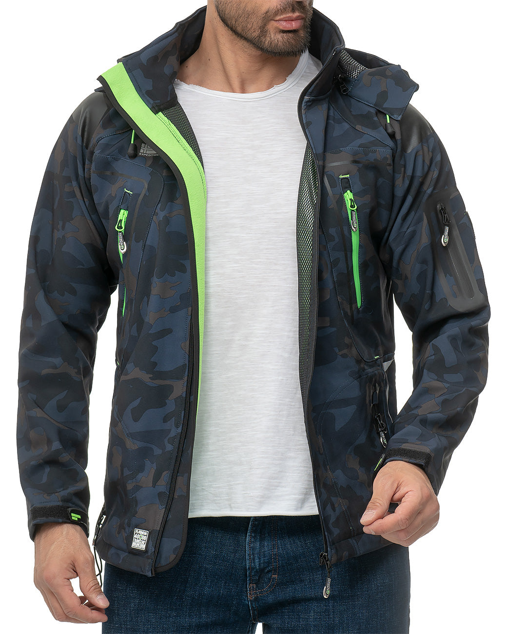 Herren Regular Fit Softshelljacke techno men - Navy-Green