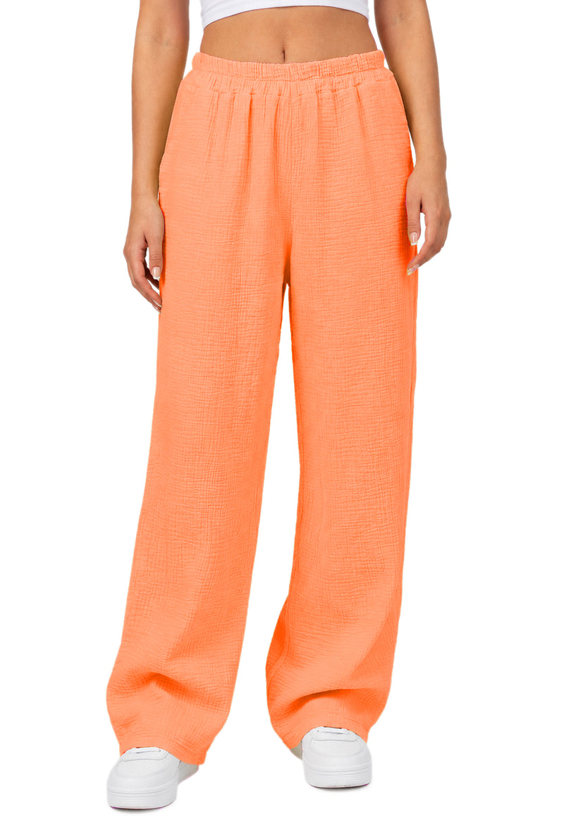 Damen Oversized Hose Musselin 25RSW082 - Orange