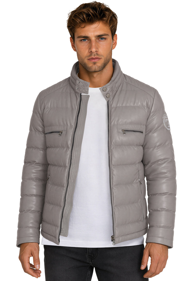 Herren Regular Fit Jacke Echtleder 19RS016 - Grey
