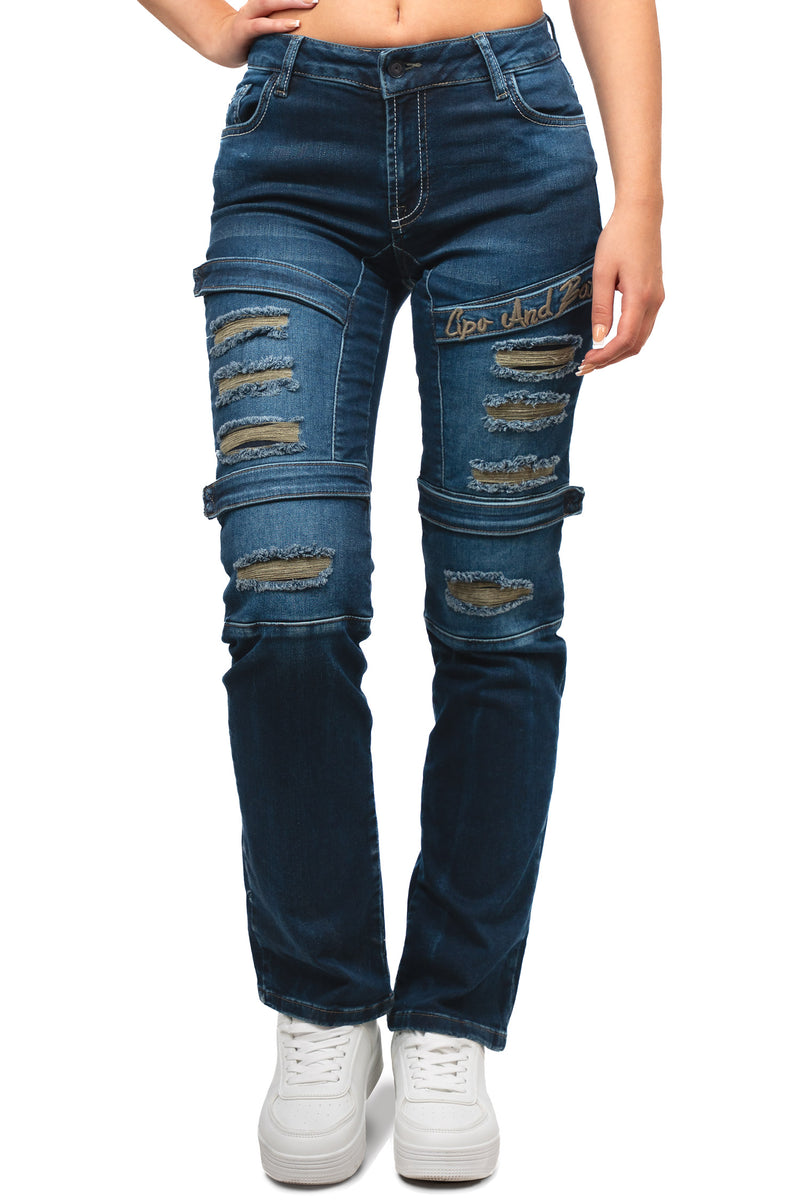 Damen Regular Fit Jeans Stonewashed in Dark Blue – Cipo & Baxx