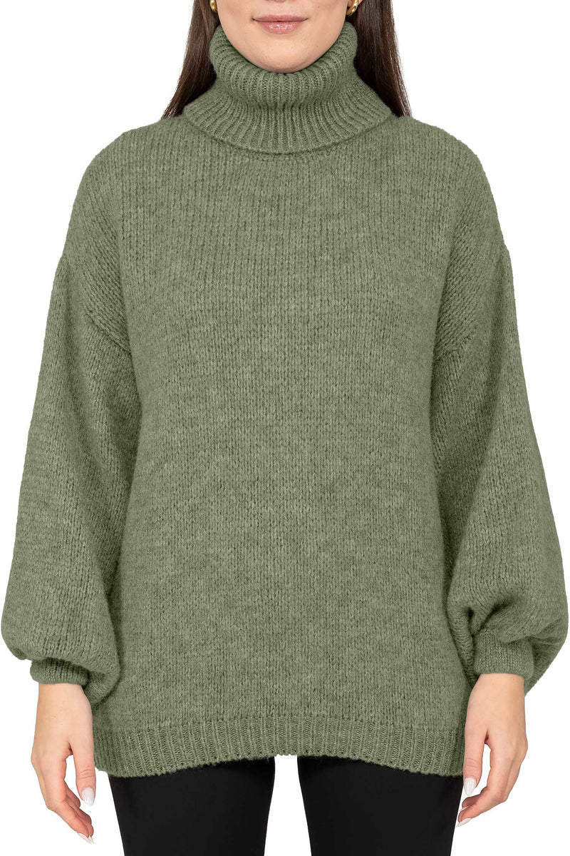 Damen Relaxed Fit Rollkragenpullover in Green – Reichstadt