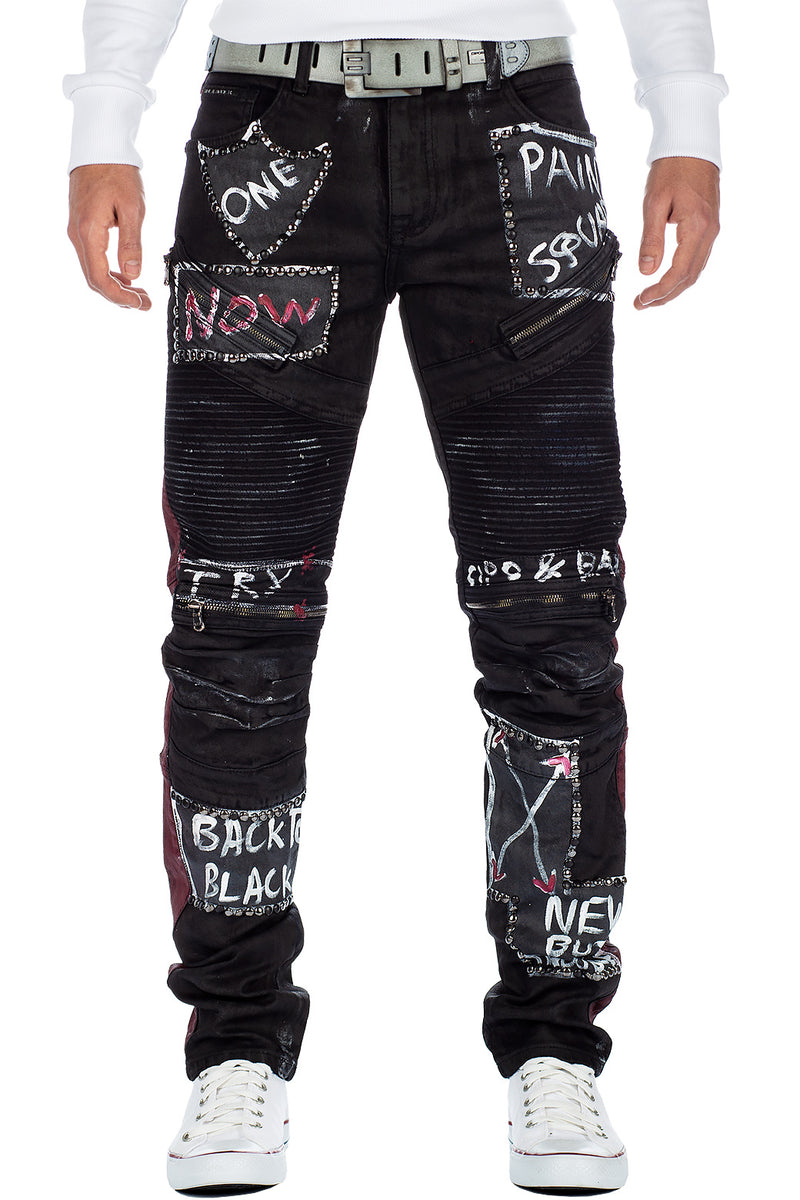 Herren Straight Fit Jeans Mid Waist CD571 - Black