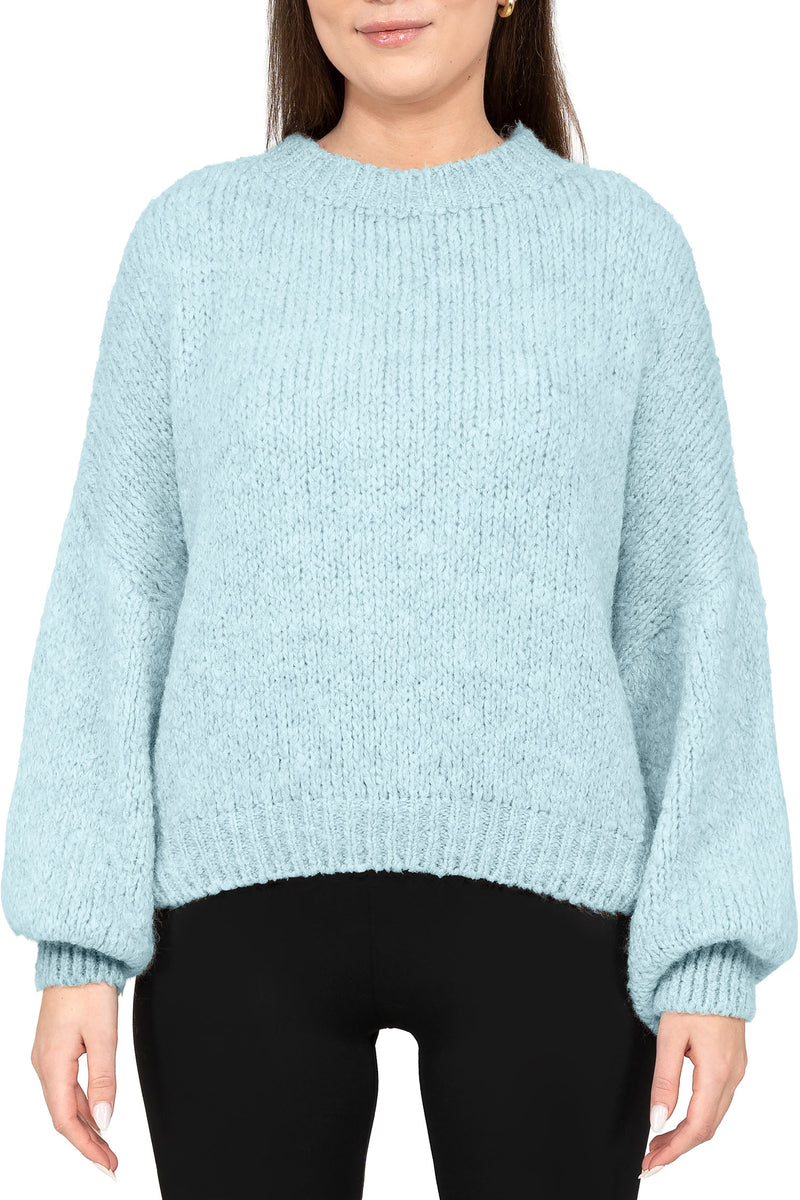 Damen Relaxed Fit Strickpullover in Baby Blue – Reichstadt
